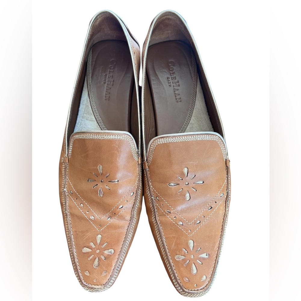 Cole Haan City Brown Leather Laser Cut Olinda’s Loafers Size 7B